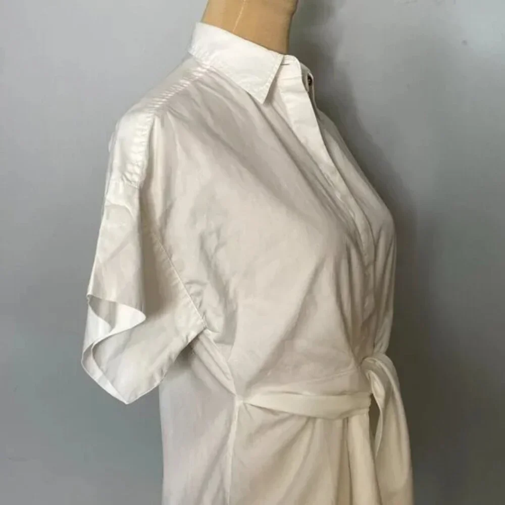 LAUREN Ralph Lauren Tie Front Cotton Short Sleeve Shirt Small Petite - Picture 6 of 8